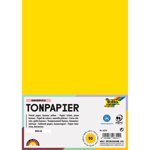 Folia Tonpapier 6314, A3, bananengelb, 130g/m², 50 Blatt