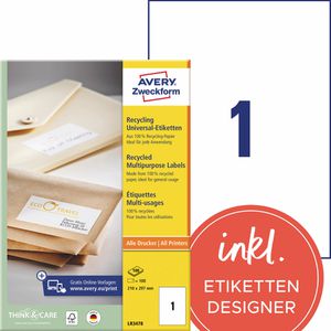 Universaletiketten Zweckform LR3478 Recycling weiß