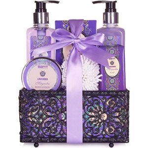 BRUBAKER Geschenkset Cosmetics Lavender und Magnolia, Bade- und Dusch-Set Lavendel Magnolien, 7-teilig