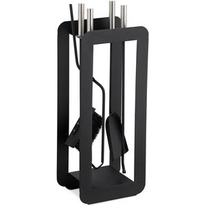 Produktbild für Kaminbesteck Relaxdays 10028785, aus Metall, schwarz, 5-teilig