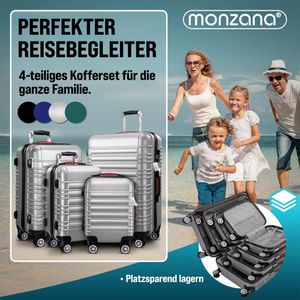 Produktbild für Koffer Monzana silber, 4-teilig + Zubehör