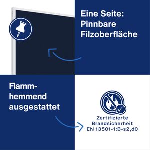 Produktbild für Tischtrennwand Magnetoplan VarioPin, 1108014, dunkelblau
