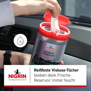 Produktbild für Reinigungstücher Nigrin Kunststoff-Pflege matt, feucht
