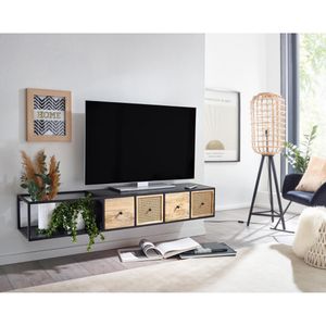 Produktbild für Lowboard Wohnling WL6.588, aus Massivholz, schwarz