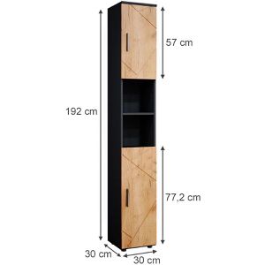 Produktbild für Badschrank Vicco Irma, 4 Füße, anthrazit / goldkraft eiche