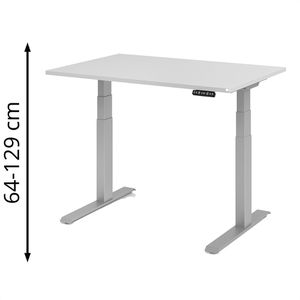 Schreibtisch Hammerbacher XDKB 12, lichtgrau / silber