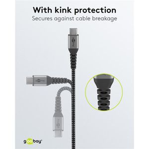 Produktbild für Ladekabel Goobay 49296, grau, 1m