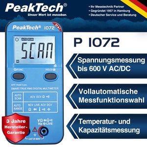 Produktbild für Multimeter PeakTech P 1072, digital, True RMS