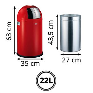 Produktbild für Mülleimer Wesco Pushboy Junior, rot
