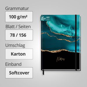 Produktbild für Notizbuch paper&amp;you Shiny Teal, 8571-3, Karton Softcover