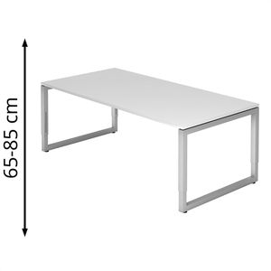 Schreibtisch Hammerbacher R-Serie, weiß / silber