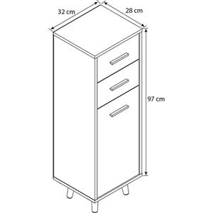 Produktbild für Badschrank VCM Lindas 918179, mit 4 Füßen, weiß / honig eiche