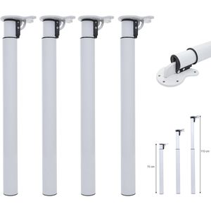 Produktbild für Tischbein Mendler HWC-H35, weiß aus Metall