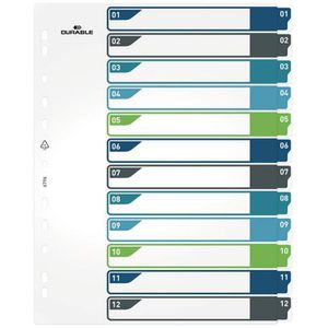 Register Durable 6796-27, A4 Überbreite, 1-12