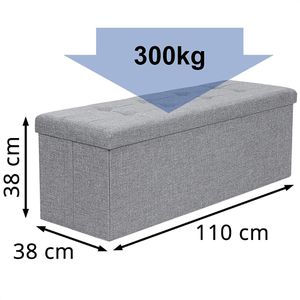 Produktbild für Sitztruhe Songmics hellgrau, 110 x 38 x 38cm