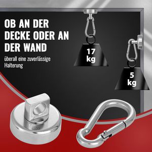 Produktbild für Hakenmagnet Poppstar 1010700, Neodym, Magnet-Karabiner