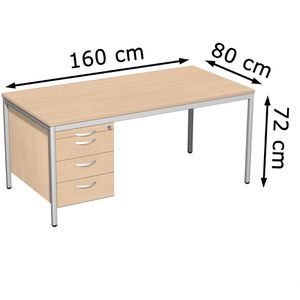 Produktbild für Schreibtisch Geramöbel 4 Fuß Eco N-522118-BL