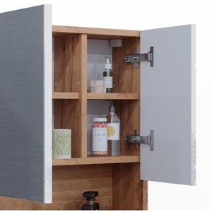 Produktbild für Spiegelschrank Vicco Irma, weiß hochglanz / eiche