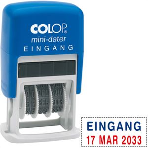 Datumstempel Colop Mini-Dater S160L1, rot/blau, selbstfärbend