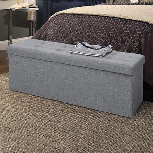 Produktbild für Sitztruhe Songmics hellgrau, 110 x 38 x 38cm