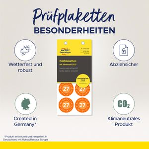 Produktbild für Prüfplaketten Zweckform 6946, mit Jahreszahl 2027