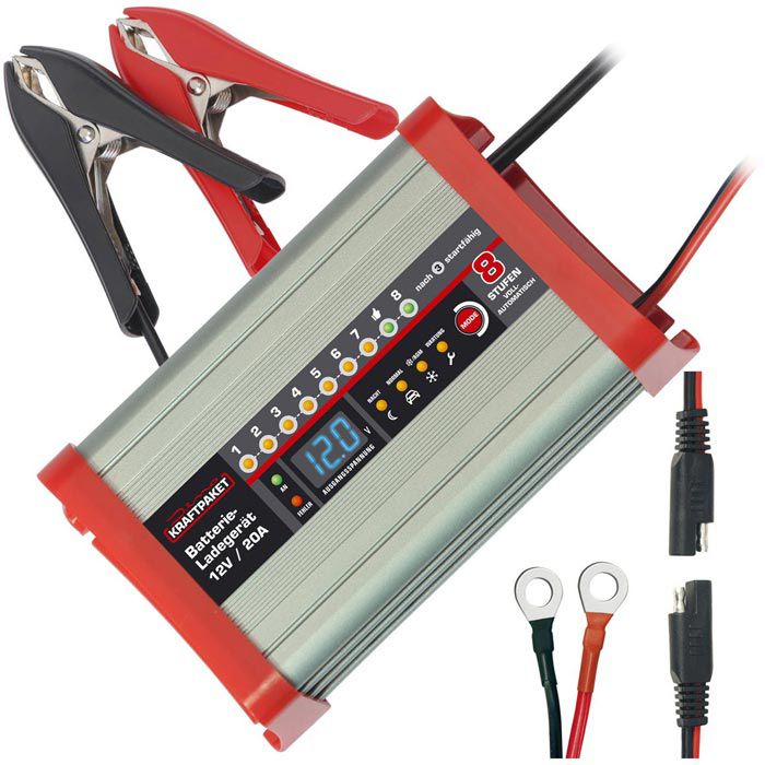 Dino-Kraftpaket Autobatterie-Ladegerät 12V-20A, 136320, 12 V, 20 A, Camping-Funktion & Nacht ...