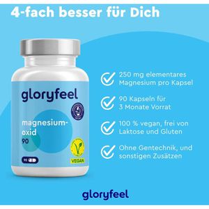 Produktbild für Magnesium gloryfeel Oxid, 90 Kapseln
