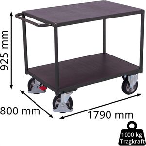 Produktbild für Tischwagen VARIOfit sw-800.511/AG, aus Metall &amp; Holz