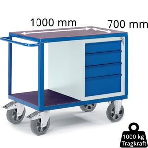 Produktbild für Werkstattwagen Rollcart 07-4308S, Tragkraft 1000 kg