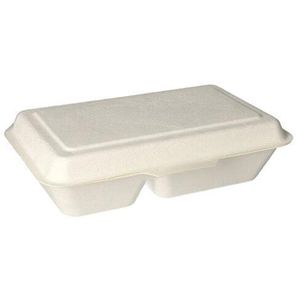 Produktbild für Menüboxen Papstar 89432 pure, weiß, aus Zuckerrohr