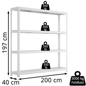 Produktbild für Weitspannregal META-Regalbau 20087021, 4 Metallböden