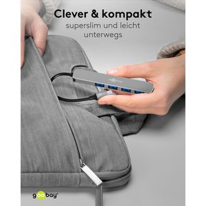 Produktbild für USB-Hub Goobay Slim 4-Port 79157, grau, mit Metallgehäuse