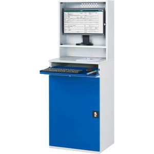 Produktbild für Computerschrank Rau Modell 65, lichtgrau / blau