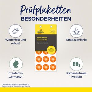 Produktbild für Prüfplaketten Zweckform 6943, mit Jahreszahl 2027