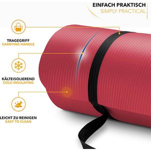Produktbild für Yogamatte Tresko mit Tragegurt, rot, 1 cm stark