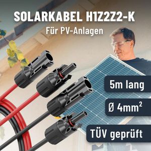 Produktbild für Solarkabel Absina 910002, H1Z2Z2-K, bis 1000 V, 5 m