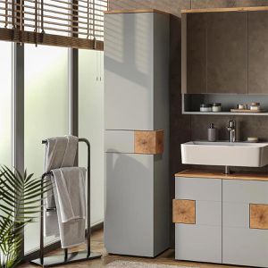 Produktbild für Badschrank Vicco Eden, grau / eiche