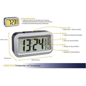 Produktbild für Wecker TFA 60.2553.01 Lumio Plus, silber, digital