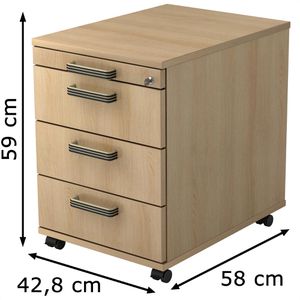 Produktbild für Rollcontainer Hammerbacher Solid AC30, aus Holz, eiche