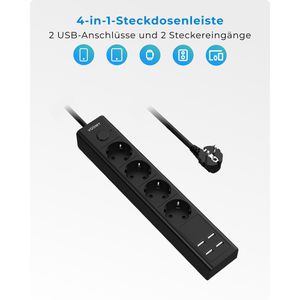 Produktbild für Steckdosenleiste Voomy Power S4, mit 2m Kabel
