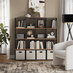 Produktbild für Bücherregal Vicco Karree, anthrazit / eiche