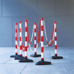 Produktbild für Absperrpfosten Moravia GUARDA, rot/weiß, aus Kunststoff