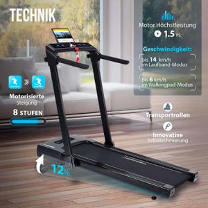 Produktbild für Walking-Pad Christopeit 2 in 1, mit Handlauf &amp; Steigung