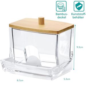 Produktbild für Wattestäbchenbehälter Navaris transparent, mit Bambusdeckel
