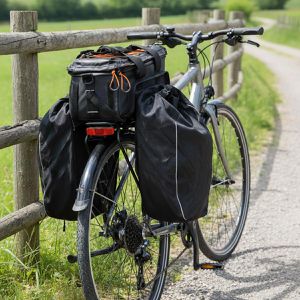 Produktbild für Gepäckträgertasche Basil Miles XL MIK2.0, schwarz-orange