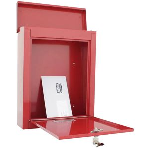 Produktbild für Briefkasten Rottner T04504, Brighton, rot, aus Stahl