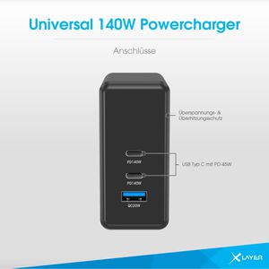 Produktbild für USB-Ladegerät XLayer 220355 GaN, 140 Watt
