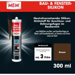 Produktbild für Silikon MEM Bau- &amp; Fenster, braun