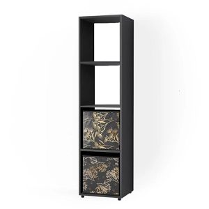 Bücherregal Vicco Ludus, schwarz, mit 2 Faltboxen