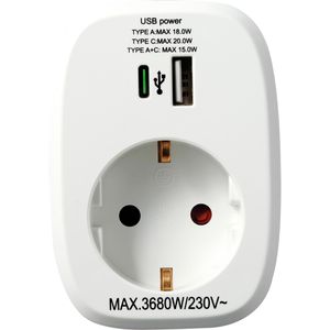 Produktbild für Steckdosenadapter McPower 1300668, weiß